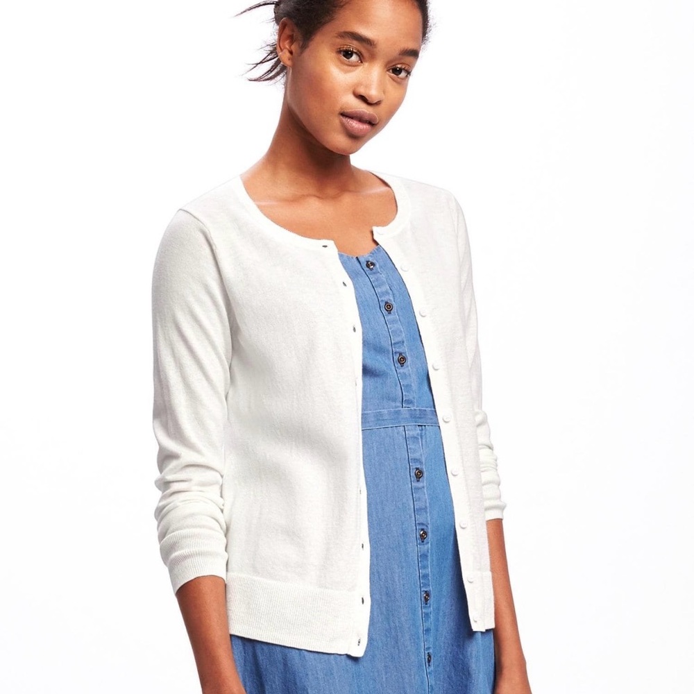 Old Navy Classic Crewneck Button Cardigan - White